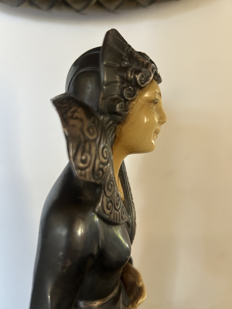 Hippolyte Moreau Art Deco Statue Of A Woman-photo-3