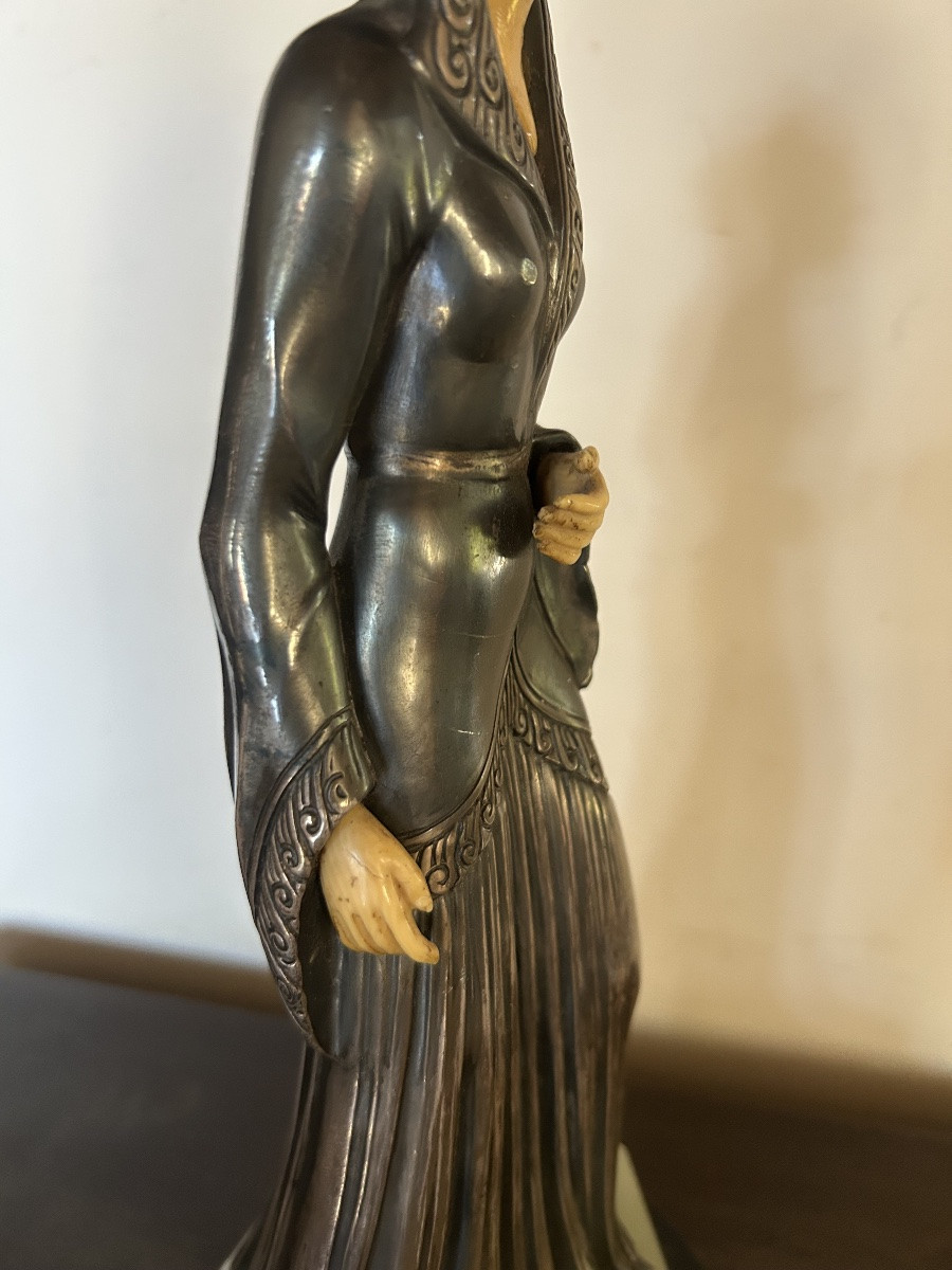 Hippolyte Moreau Art Deco Statue Of A Woman-photo-4