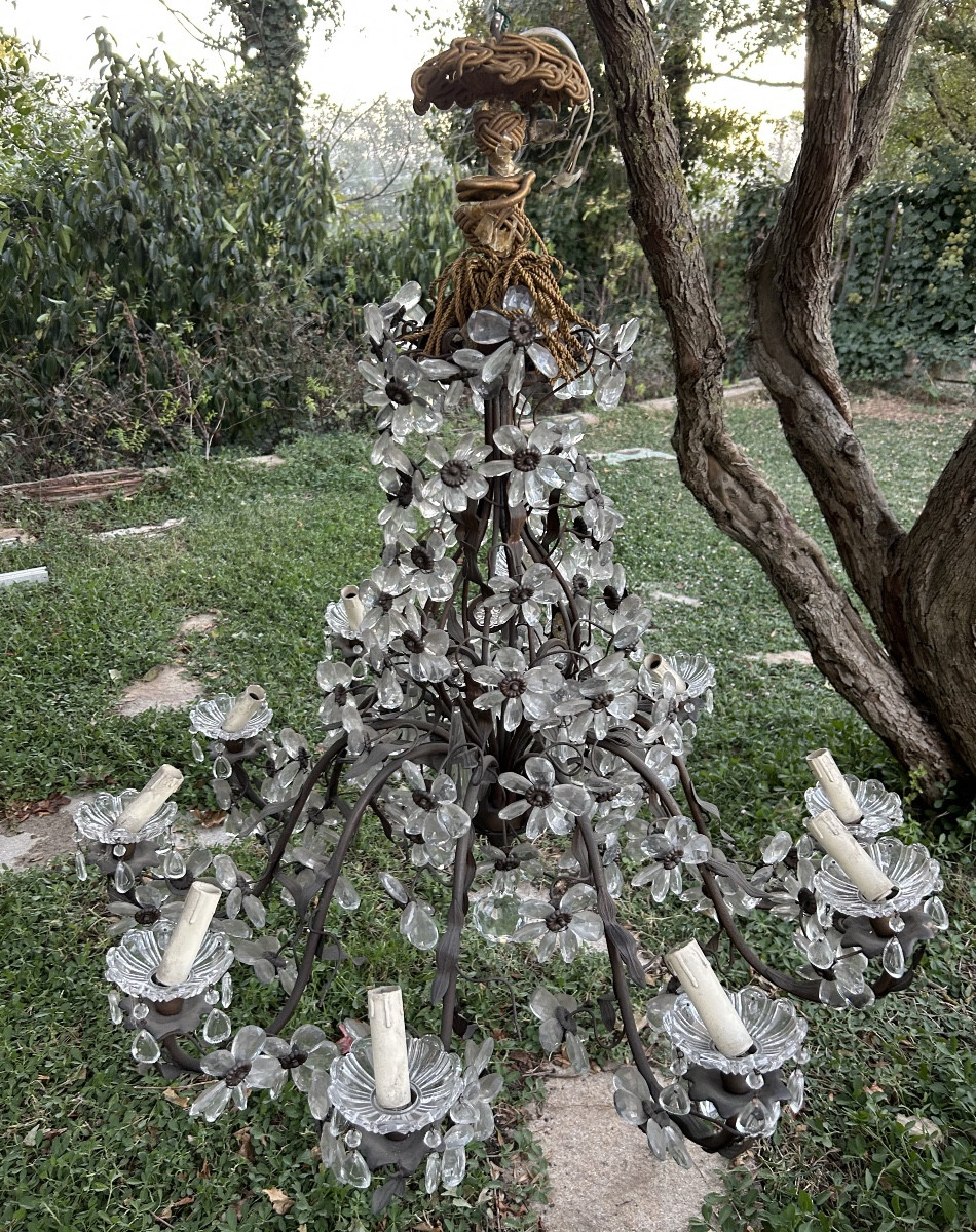 French Chandelier 1940 10 Lights Tassels 