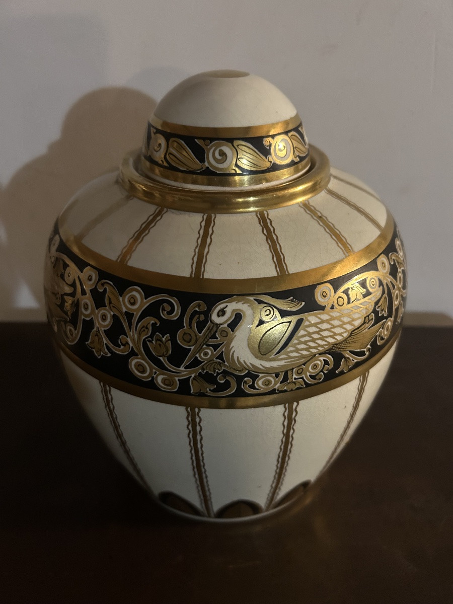 Pinon Heuze Covered Vase Urn Art Deco -photo-1
