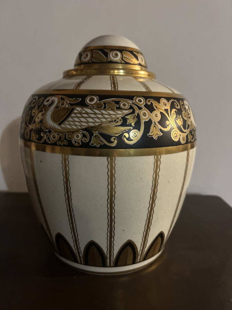 Pinon Heuze Covered Vase Urn Art Deco -photo-2