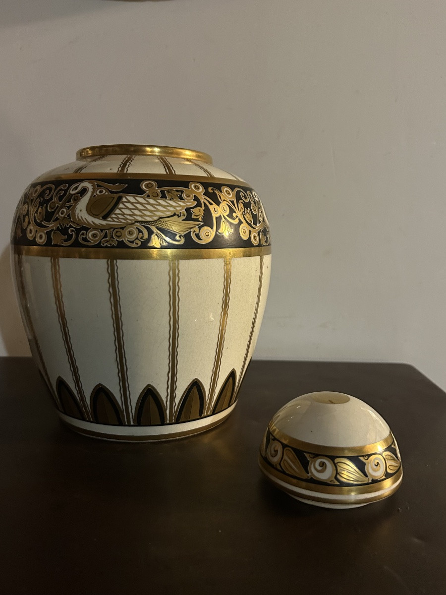 Pinon Heuze Covered Vase Urn Art Deco -photo-5