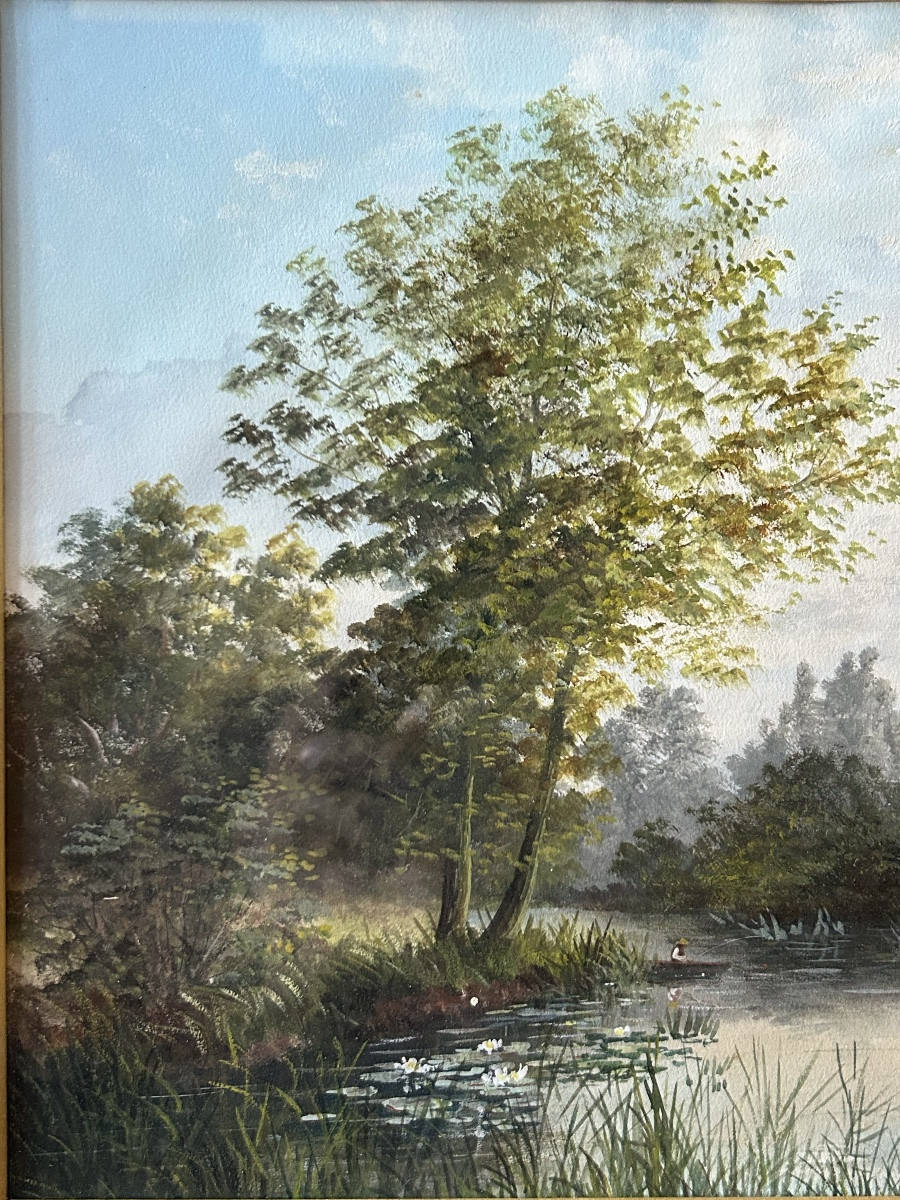 Aristide Benon Paire de tableaux paysages 19eme-photo-2