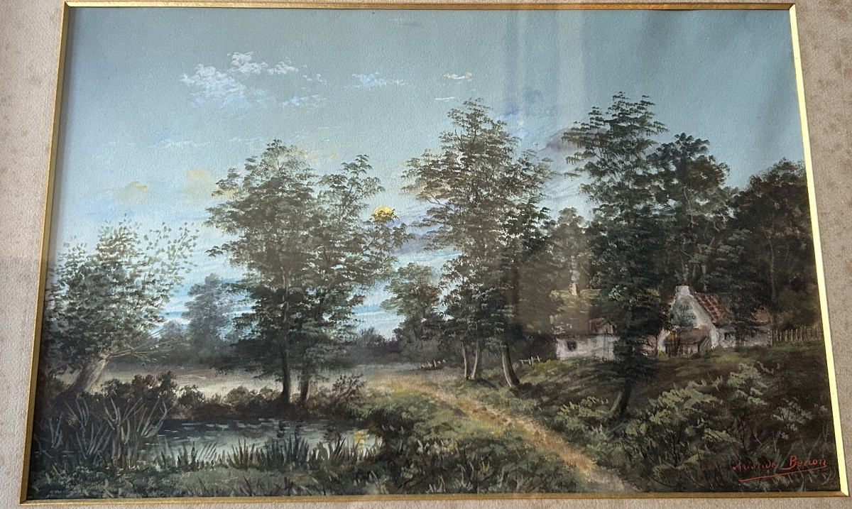 Aristide Benon Paire de tableaux paysages 19eme-photo-5