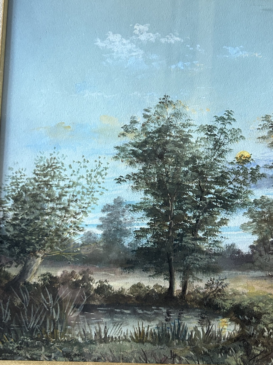 Aristide Benon Paire de tableaux paysages 19eme-photo-8