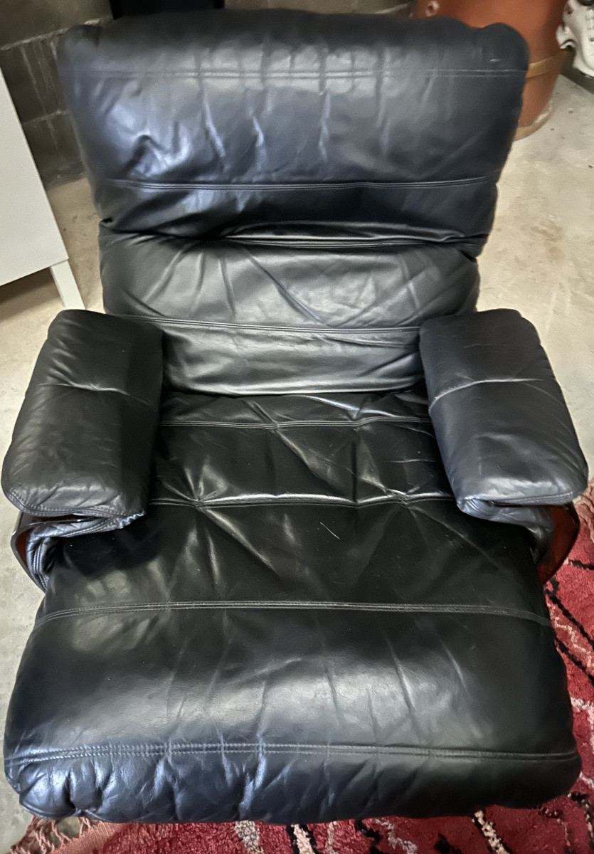 Michel Ducaroy Marsala Leather Lounge By Ligne Roset -photo-3