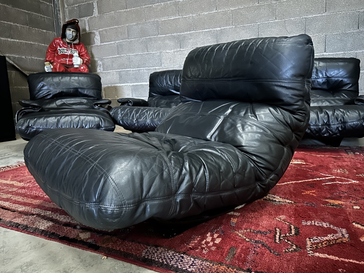 Michel Ducaroy Marsala Leather Lounge By Ligne Roset -photo-4