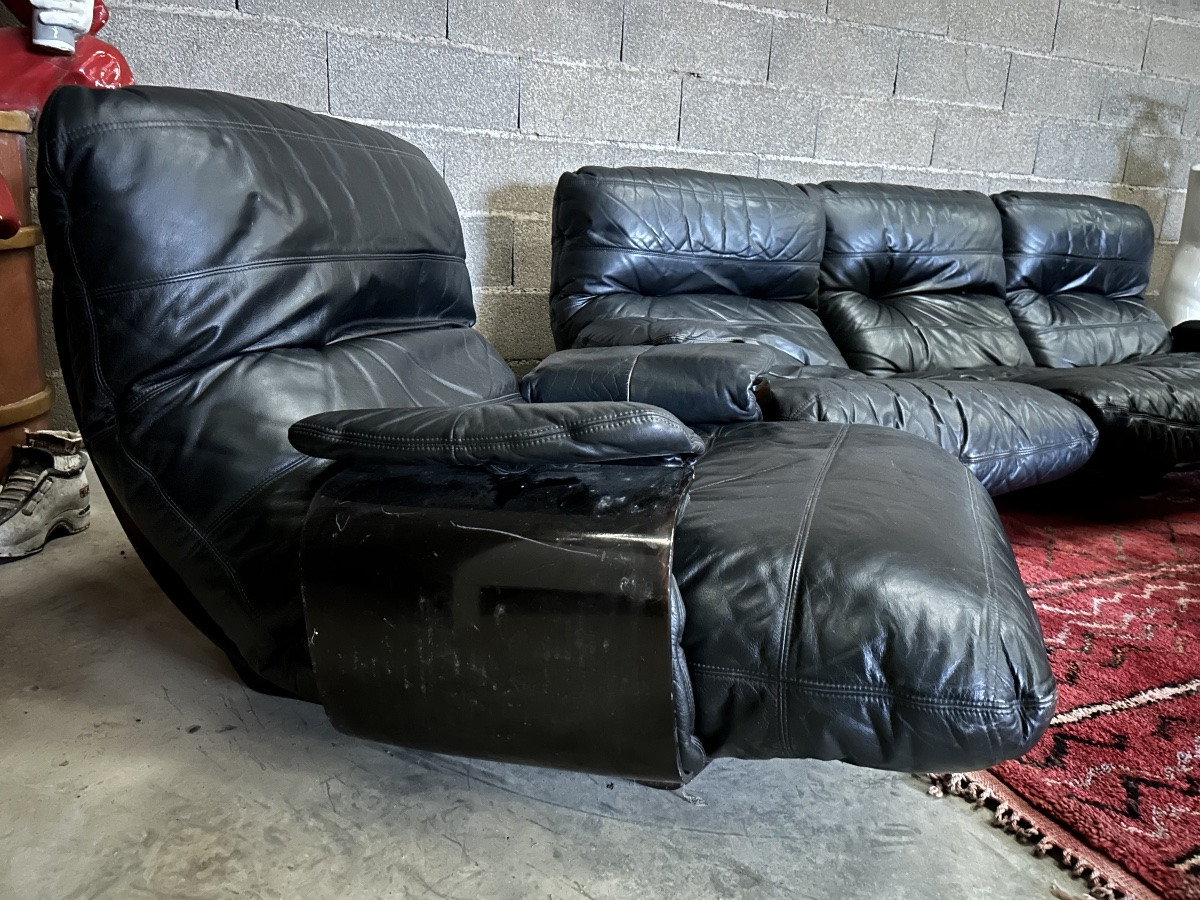 Michel Ducaroy Marsala Leather Lounge By Ligne Roset -photo-2