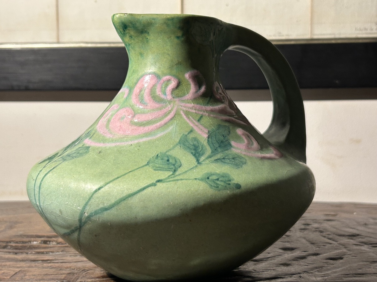 Edmond Lachenal Art Nouveau Enameled Pitcher-photo-4