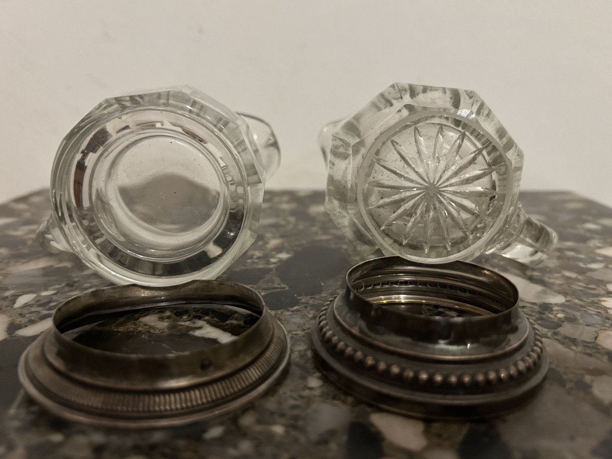 Paire de brocs cristal et argent minervre-photo-3