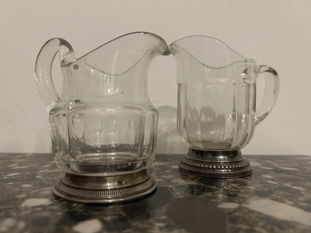 Paire de brocs cristal et argent minervre