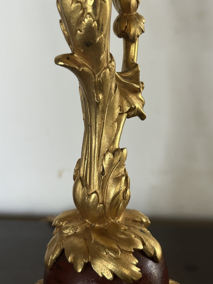 Art Nouveau Lamp Sculpture In Gilt Bronze Woman Butterfly -photo-3