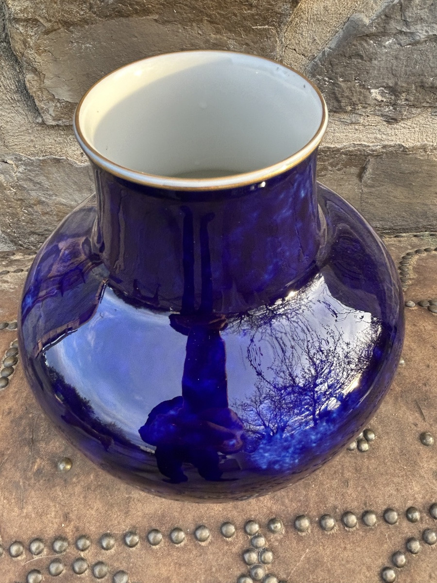 Vase porcelaine bleu de Sèvres 1904-photo-1