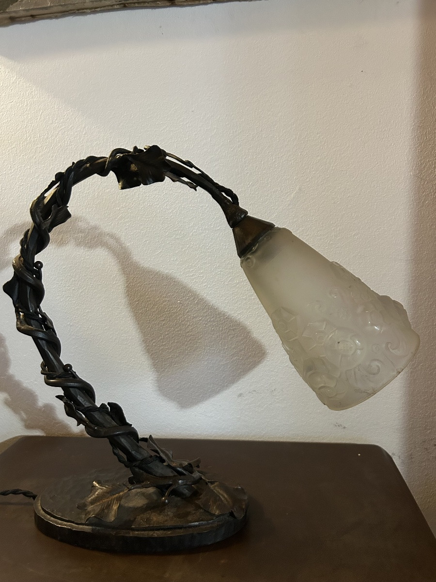 Art nouveau lampe Muller Luneville -photo-5