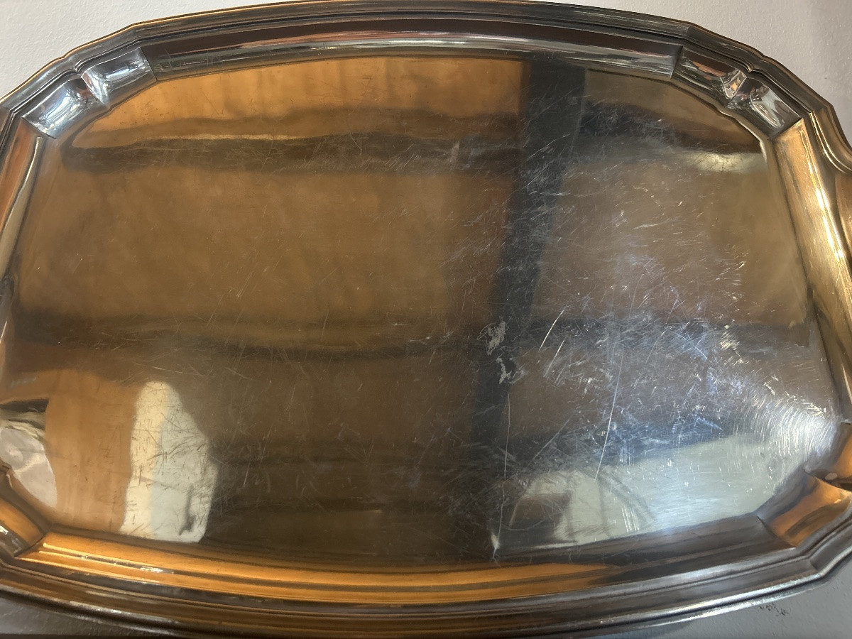 Saglier Brothers Silver-plated Metal Serving Tray 1900 -photo-3