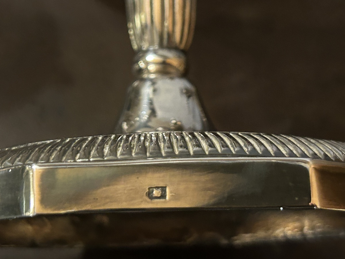 Pair Of Silvered Bronze Hunting Horn Candelabra -photo-2