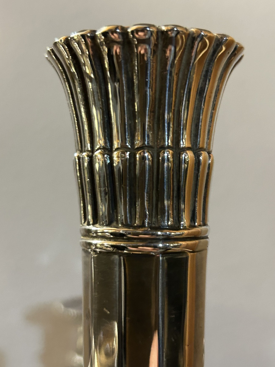 Pair Of Silvered Bronze Hunting Horn Candelabra -photo-7