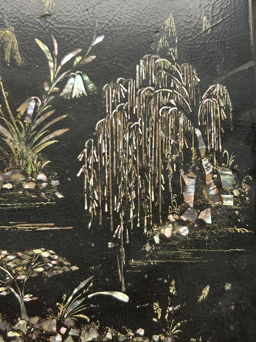 Indochina Lacquered Wood And Mother-of-pearl Box, 19th Century-photo-5