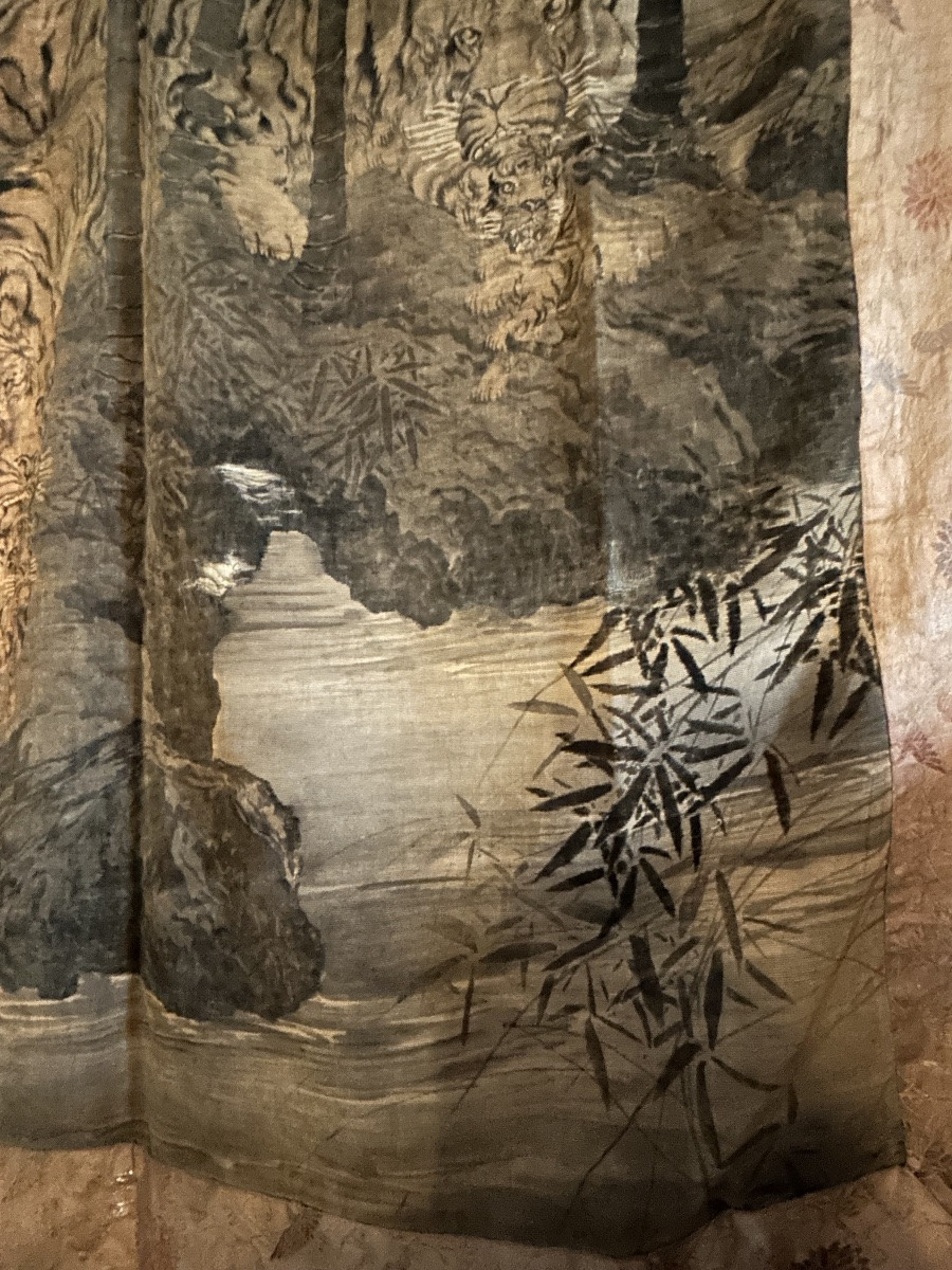 Japon Meiji tenture aux tigres birodo-e de Shunpo-photo-5