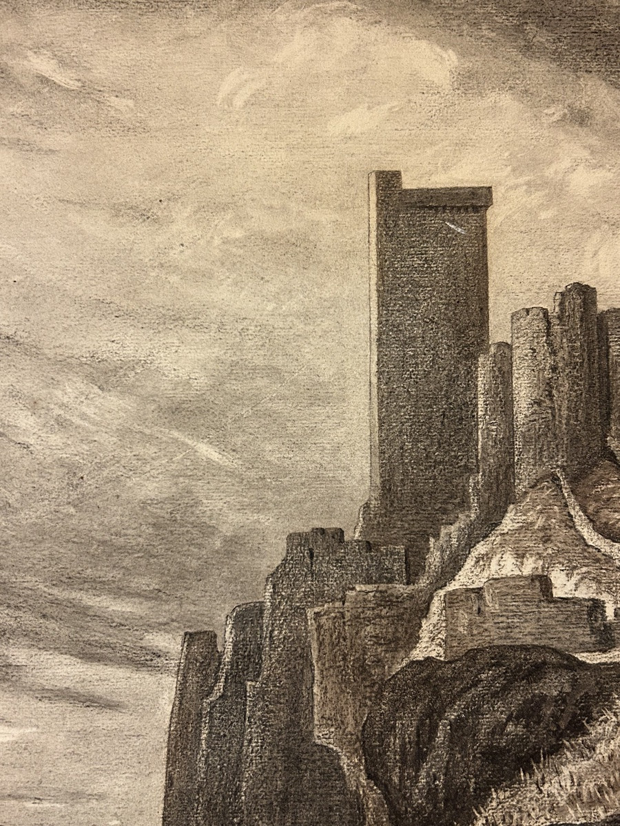 Château Forteresse de Polignac dessin ancien 19eme-photo-4