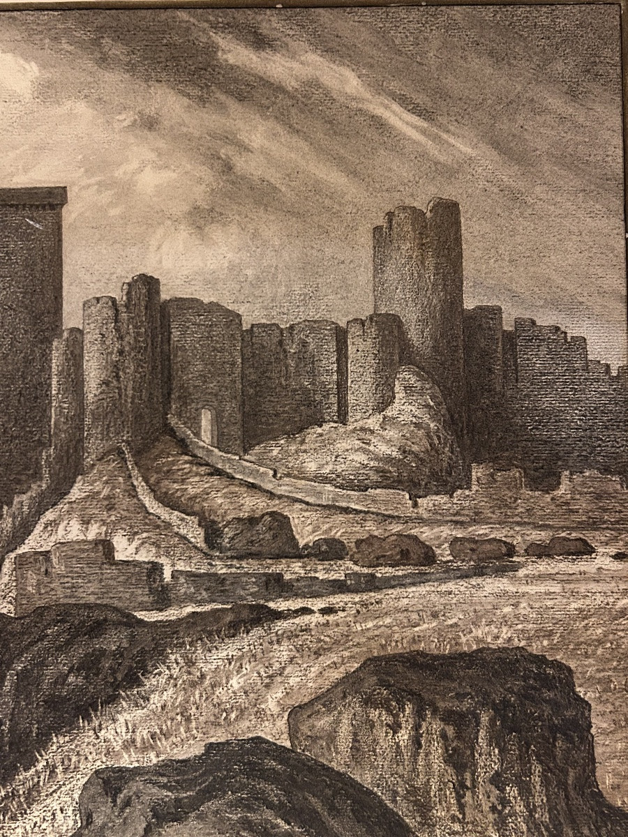 Château Forteresse de Polignac dessin ancien 19eme-photo-5