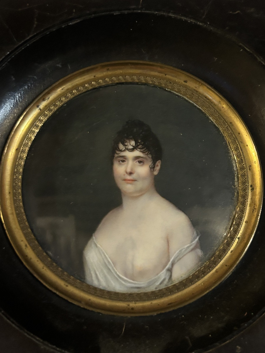 Ferdinand Machera Miniature Portrait Of A Woman With A Bare Breast-photo-1