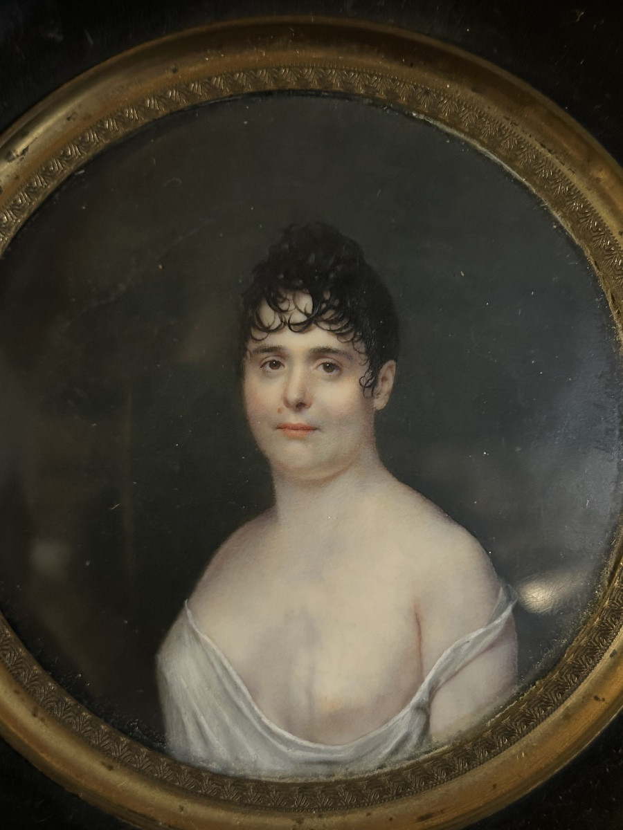 Ferdinand Machera Miniature Portrait Of A Woman With A Bare Breast-photo-2