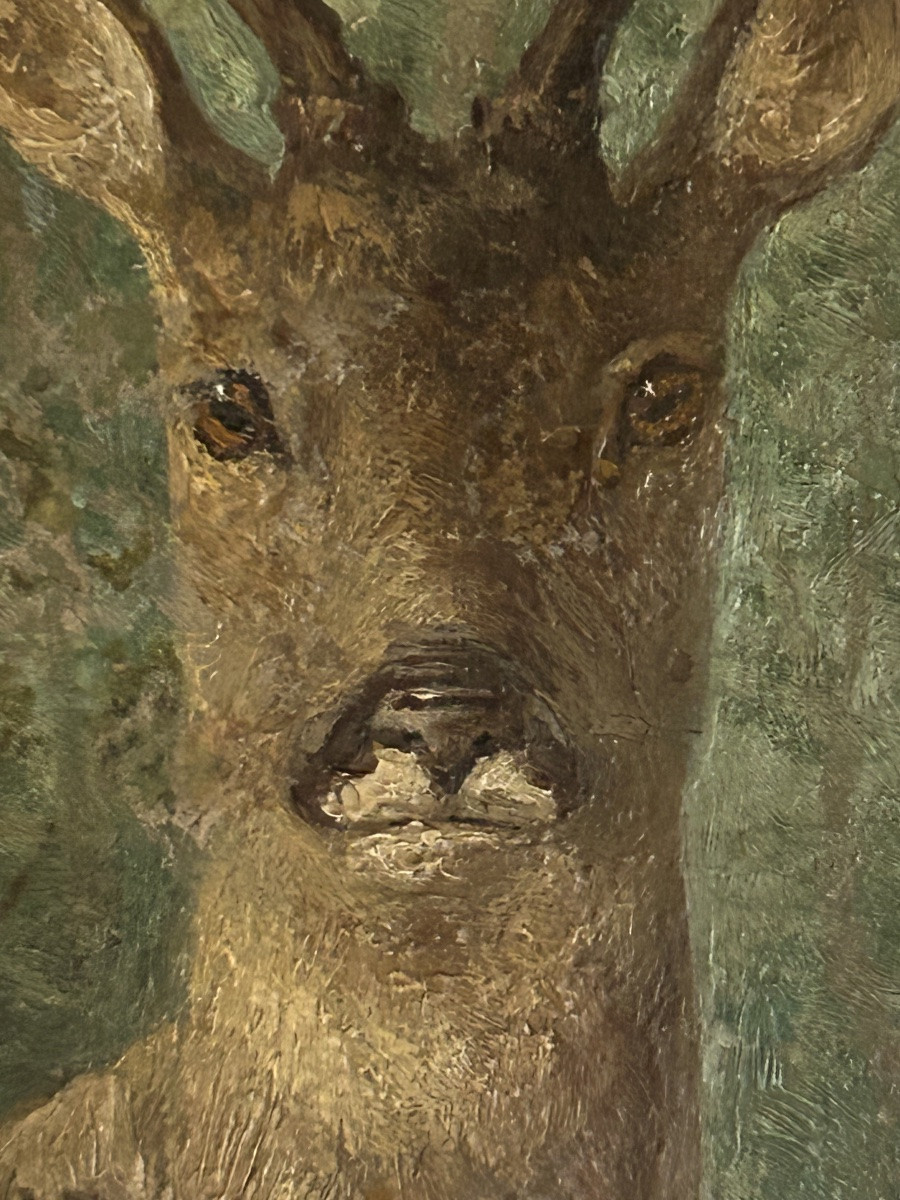 Tableau chasse chevreuil 19eme Noury-photo-3