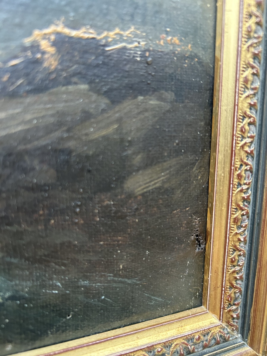 Tableau Ecole française 19eme forêt animée -photo-7