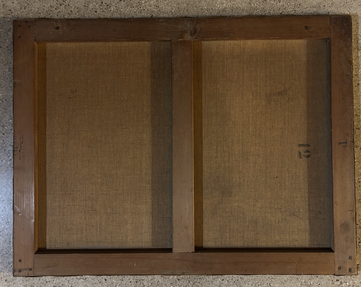 According To Louis émile Minet, Painting Of A River With Children Fishing-photo-2