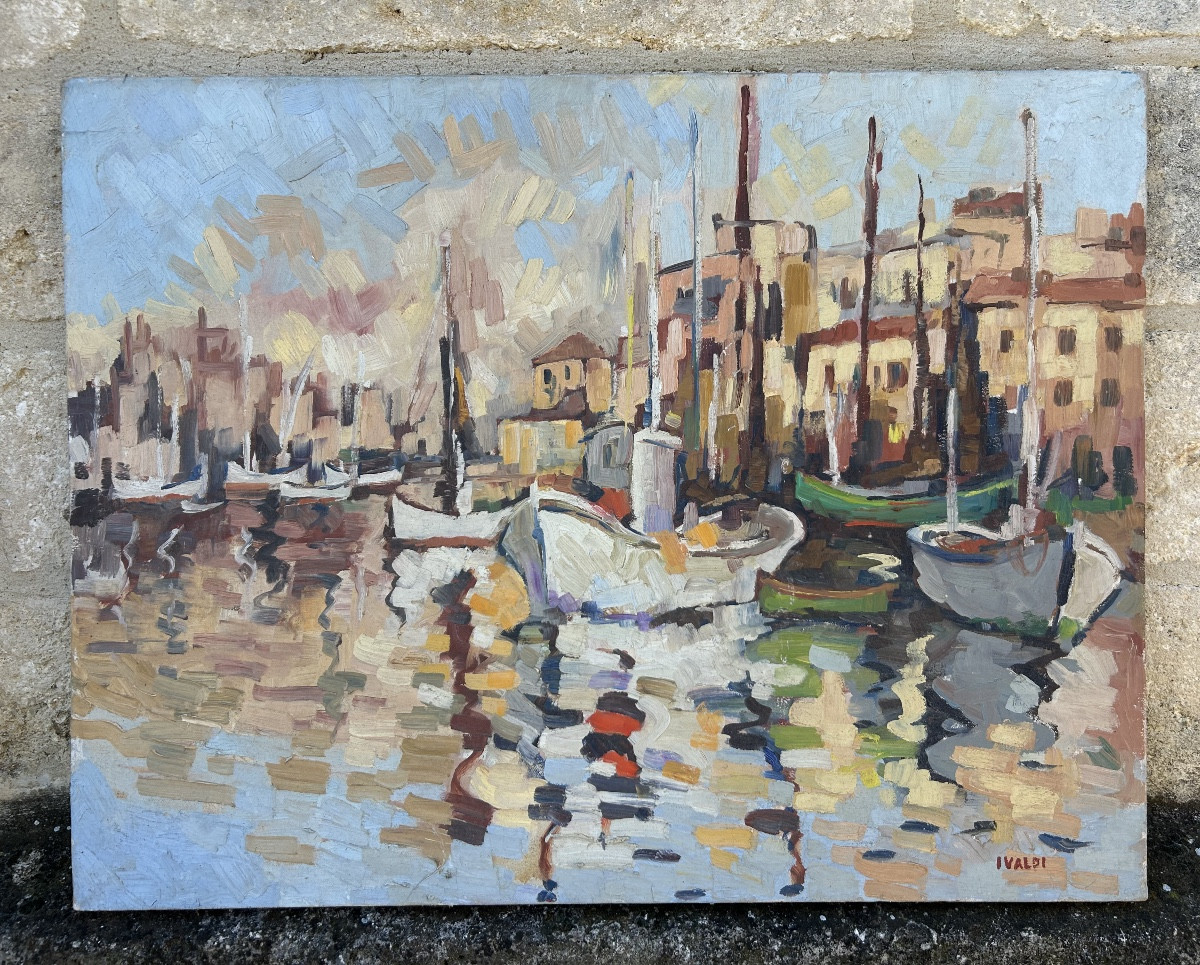 Pierre Ivaldi tableau marine port méditerranée
