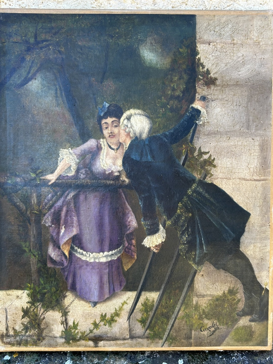 Cazalet tableau scène romantique marquis marquise-photo-1