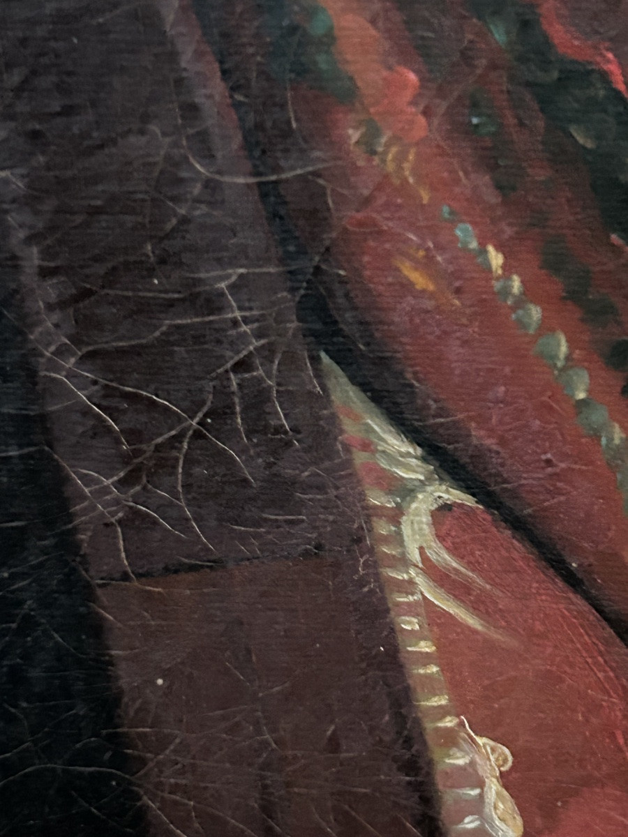 19th Century Portrait Painting Of A Woman With Jewelry-photo-4