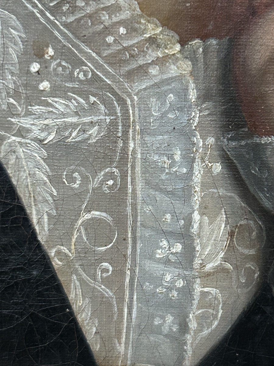 19th Century Portrait Painting Of A Woman With Jewelry-photo-4