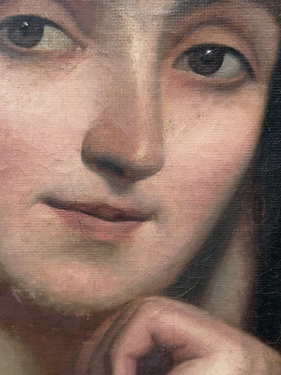 19th Century Portrait Painting Of A Woman With Jewelry-photo-7