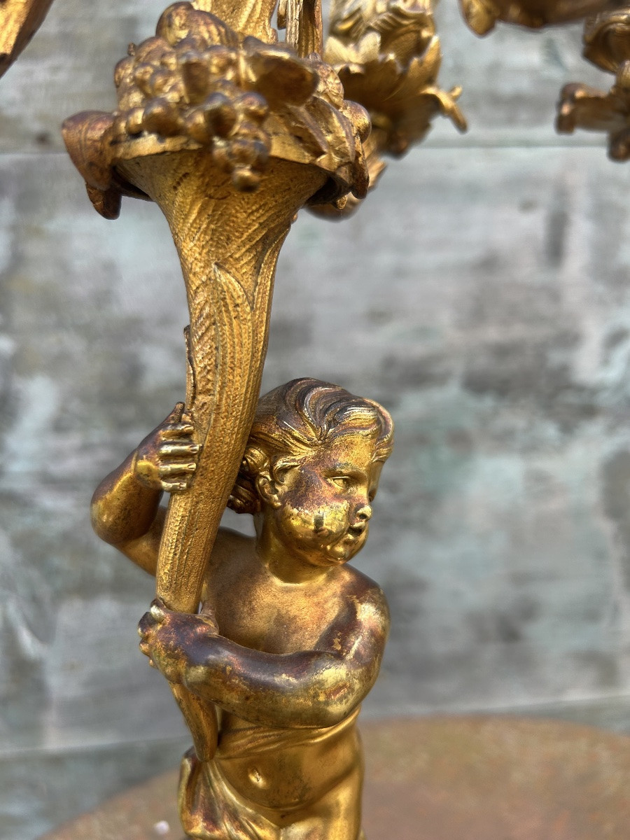 Pair Of 19th-century Gilt Bronze Candelabra With Putti -photo-1