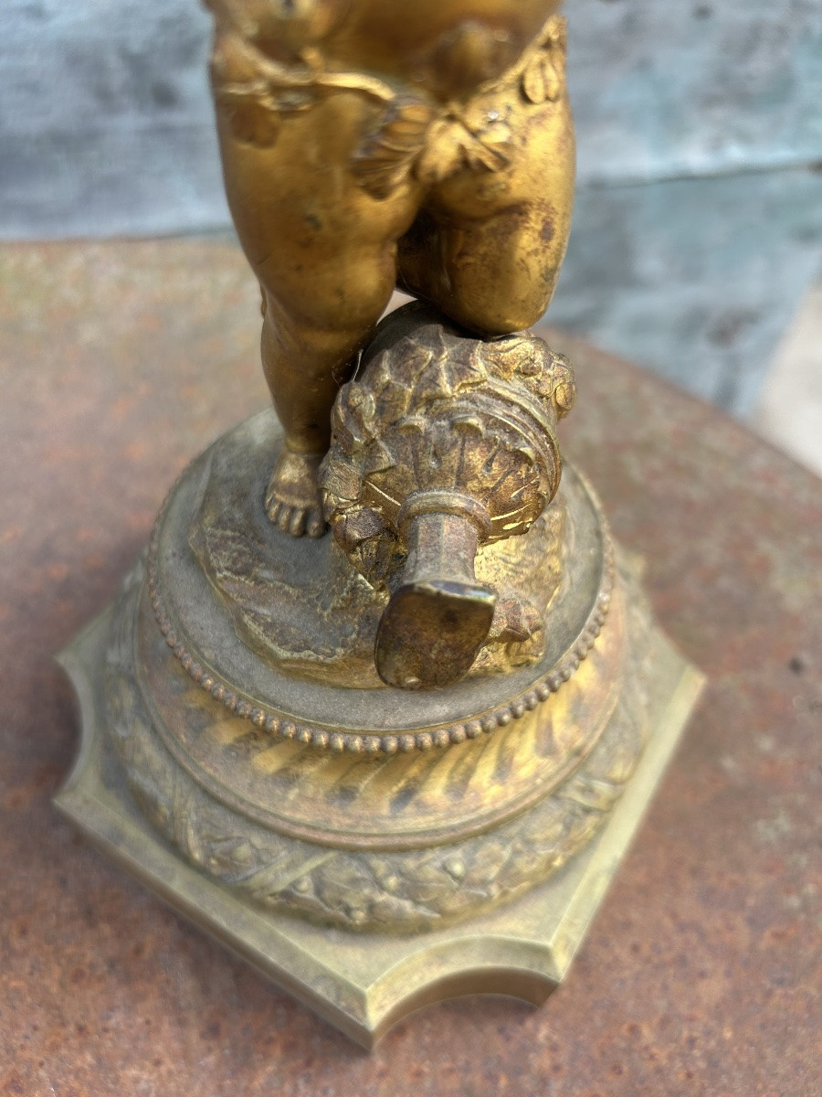 Pair Of 19th-century Gilt Bronze Candelabra With Putti -photo-5