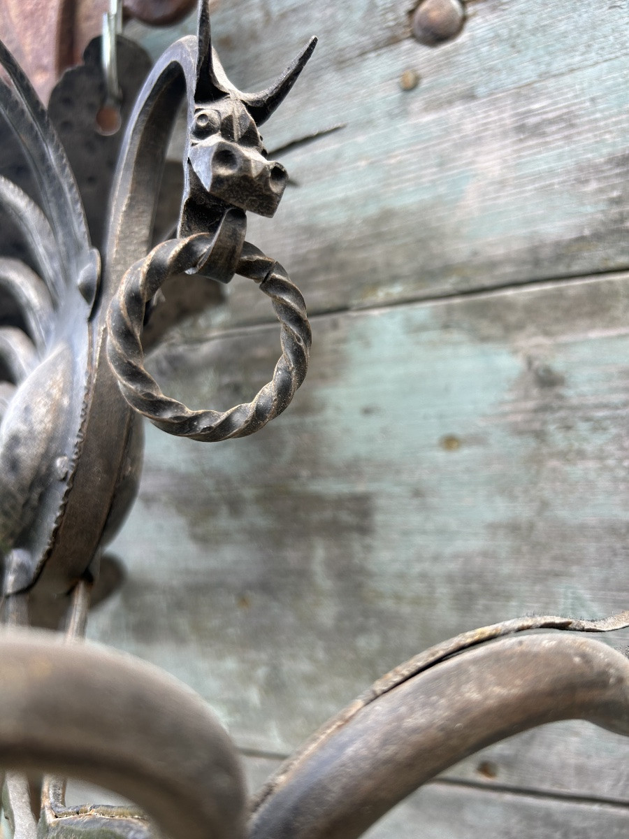 Alessandro mazzucotelli paire appliques dragon fer Liberty art nouveau-photo-5