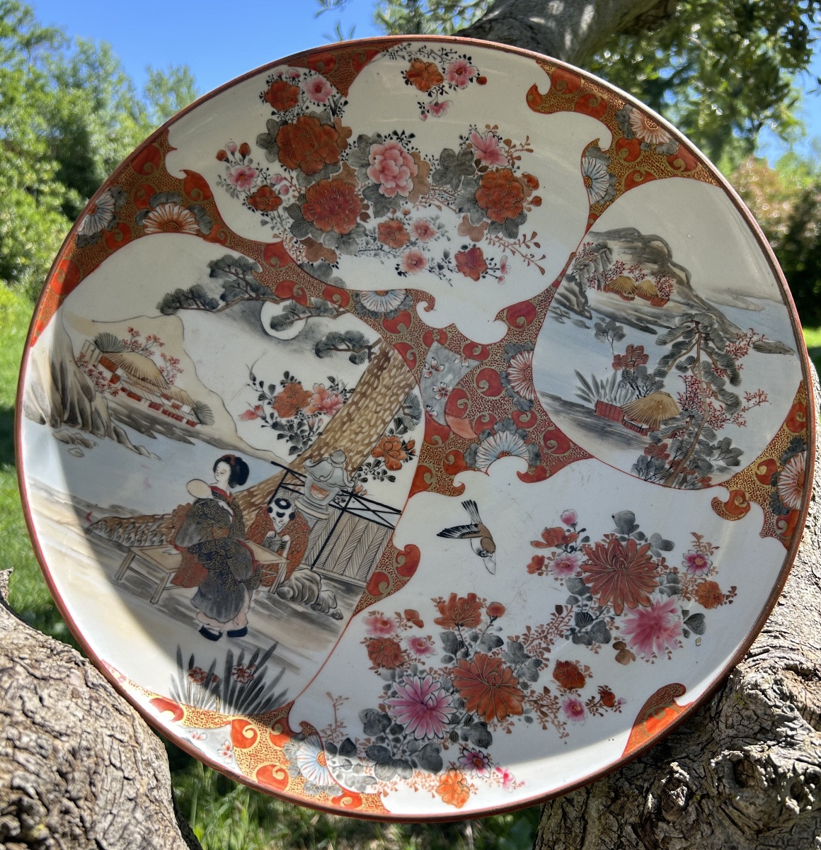 Japon Plat porcelaine Kutani shouza 19eme-photo-1