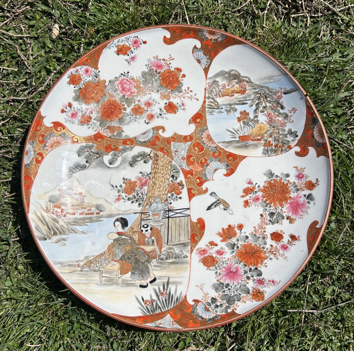 Japon Plat porcelaine Kutani shouza 19eme