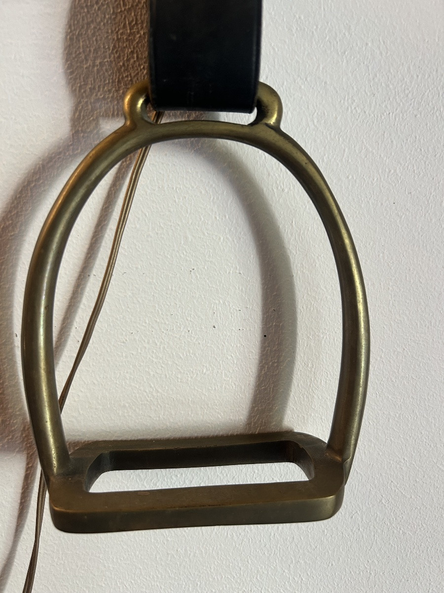 Stirrup Leather Wall Lamp 1950 Design By Jacques Adnet-photo-4