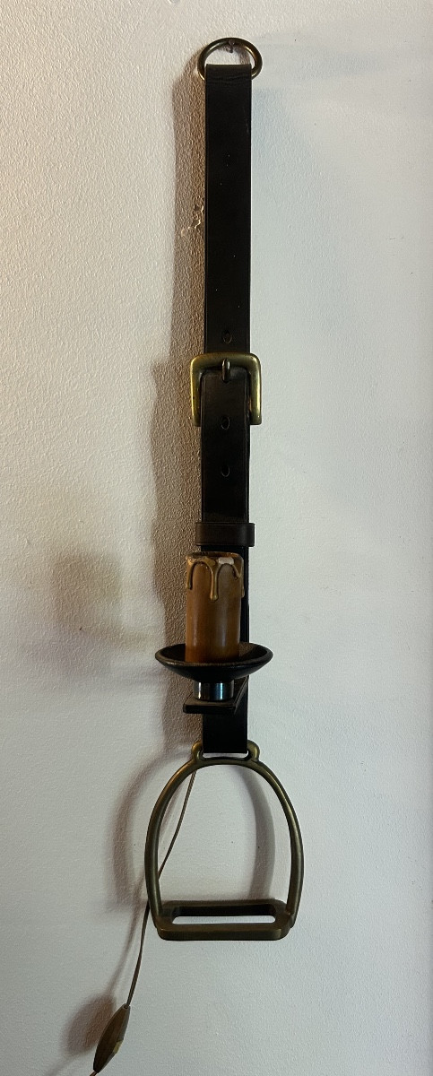 Stirrup Leather Wall Lamp 1950 Design By Jacques Adnet
