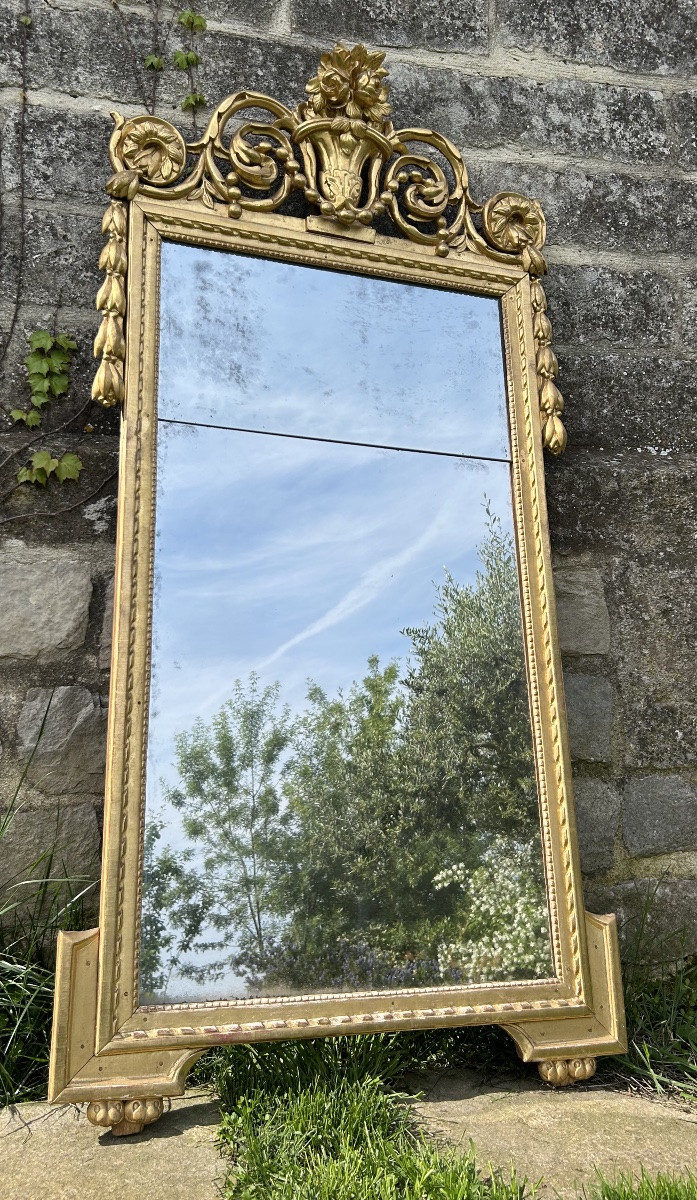 Louis XVI Gilded Wood Mirror-photo-1