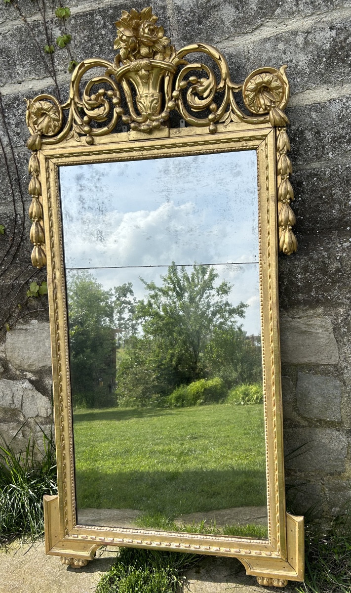 Louis XVI Gilded Wood Mirror