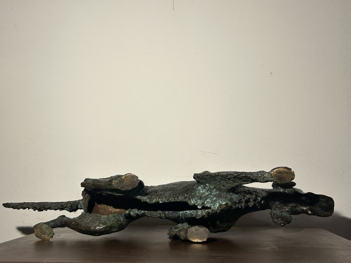Cesar Rabitti Bronze Sculpture Hunting Dog-photo-3