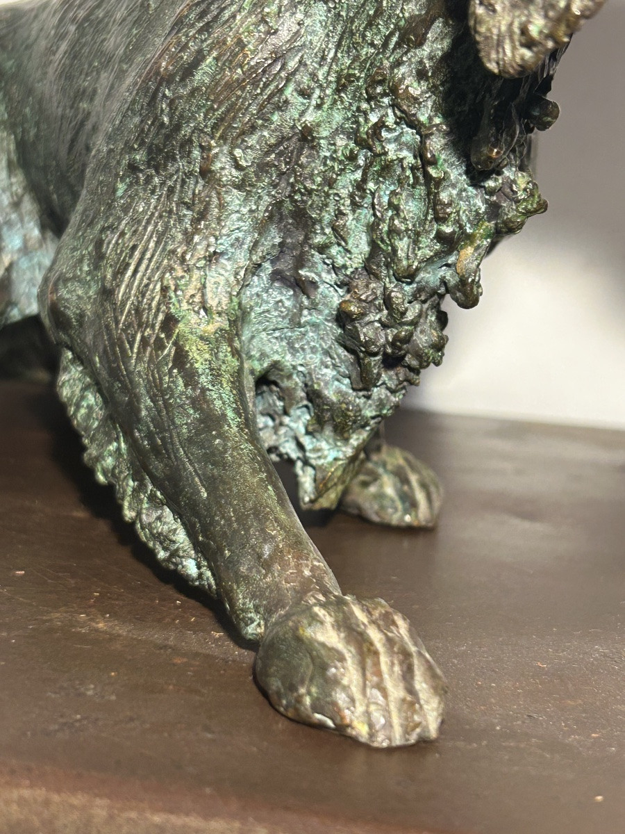 Cesar Rabitti Bronze Sculpture Hunting Dog-photo-4
