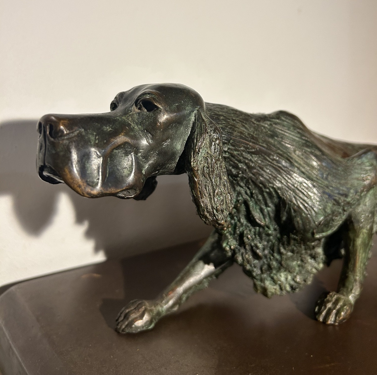 Cesar Rabitti Bronze Sculpture Hunting Dog-photo-2
