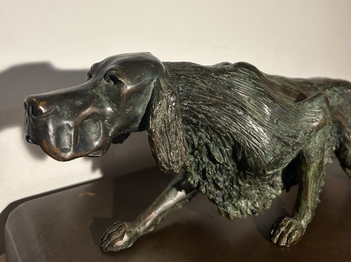 Cesar Rabitti Bronze Sculpture Hunting Dog-photo-3