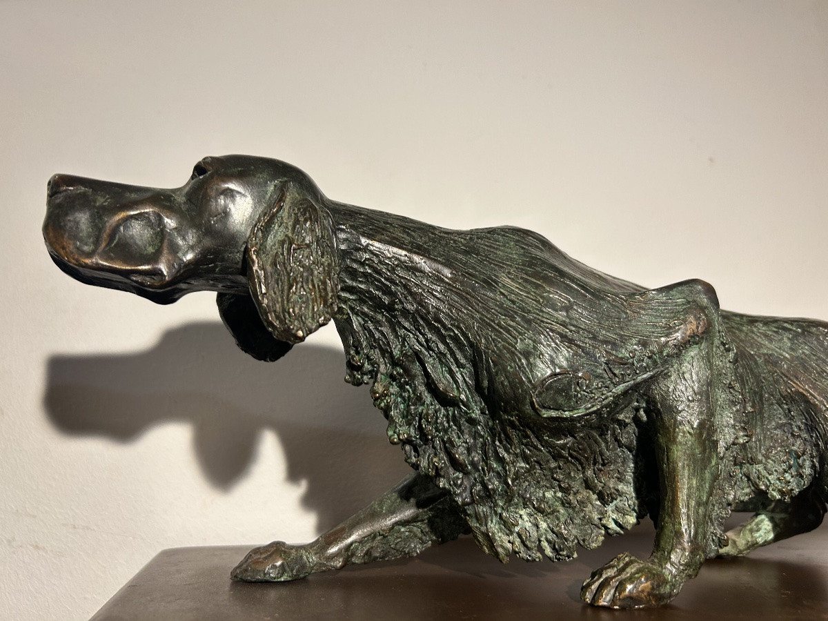 Cesar Rabitti Bronze Sculpture Hunting Dog-photo-4