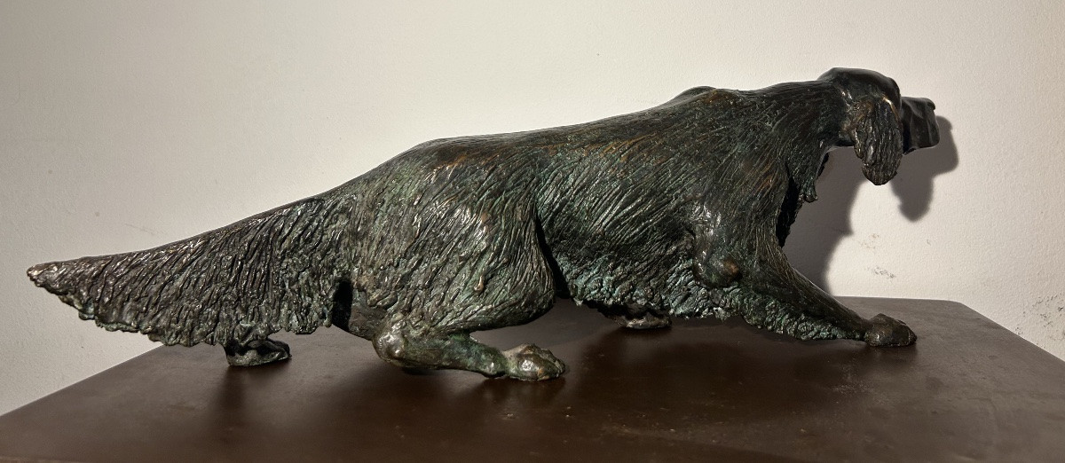 Cesar Rabitti Bronze Sculpture Hunting Dog-photo-6